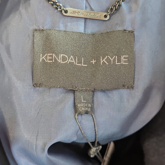 KENDALL & KYLIE PLAID NAVY WOOL COAT JACKET - Picture 8 of 11
